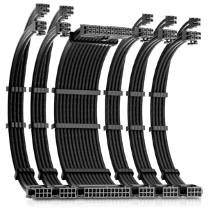 PSU Cable Extension 6 Pack (with 2 EPS & 3 Pcie Cables) Black